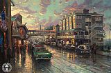 Thomas Kinkade Canvas Paintings - Cannery Row Sunset